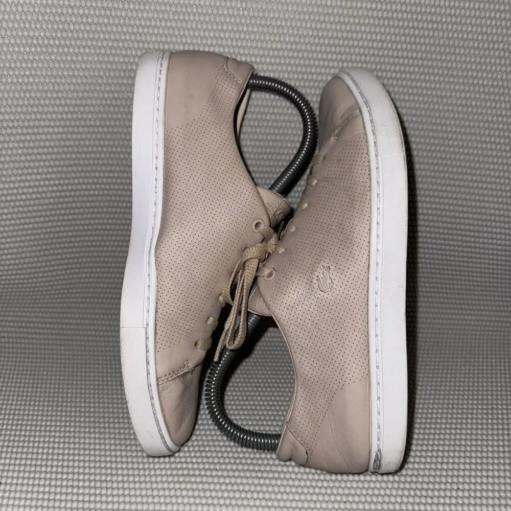 Lacoste Showcourt Lace 116 Tan Beige Casual Fashion Sneakers Shoes Womens 7